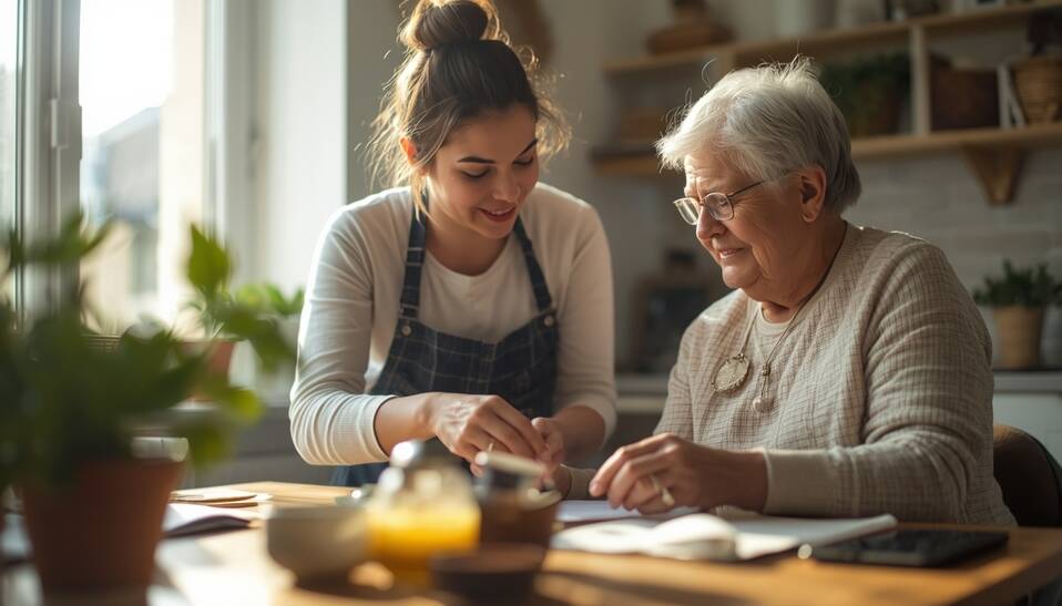 Support worker assisting participant
